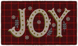 brumlow mills christmas joy washable festive slogan print indoor or outdoor holiday rug for living or dining room, bedroom carpet and kitchen runner rug, 20" x 34", burgundy