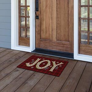 Brumlow MILLS Christmas Joy Washable Festive Slogan Print Indoor or Outdoor Holiday Rug for Living or Dining Room, Bedroom Carpet and Kitchen Runner Rug, 20" x 34", Burgundy