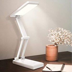 Eye-Caring LED Desk Lamp USB Charging Folding Touch Dimming Energy Saving Portable Small Table Lamp for Students and Children To Learn Office lamp (Color : White)