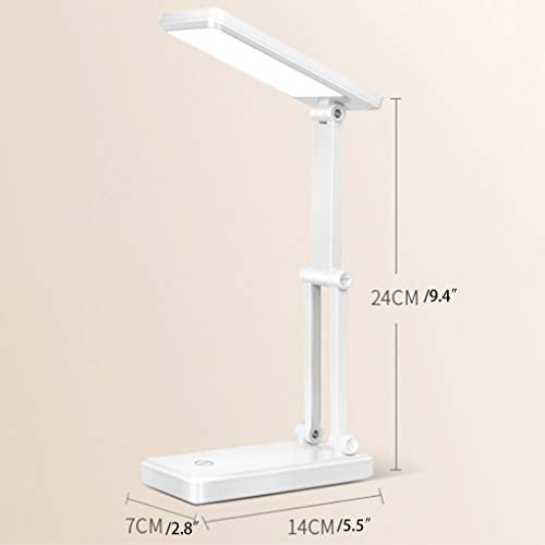 Eye-Caring LED Desk Lamp USB Charging Folding Touch Dimming Energy Saving Portable Small Table Lamp for Students and Children To Learn Office lamp (Color : White)