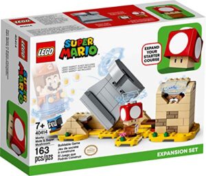 lego super mario: monty mole & super mushroom expansion set - 163 piece building kit - lego, #40414, ages 7+