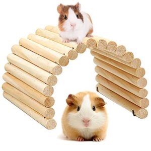 NEWCOMDIGI Hamster Dodging House Arch Bridge Toy Colorful Animal Bridge Bendable Rat Ladder Mouse Rodent Toy for Small Guinea Pig and Other Similar Sized Pets Hiding Playing Toy (Wooden)