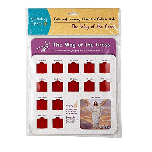 The Way of The Cross Window Chart Learning Activity for Catholic Kids, Vacation Bible School, Christian Sunday Church, 8 x 9 Inches