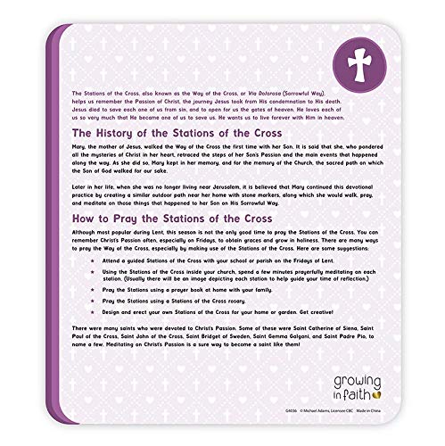 The Way of The Cross Window Chart Learning Activity for Catholic Kids, Vacation Bible School, Christian Sunday Church, 8 x 9 Inches