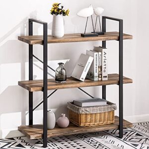 apicizon 3-tier bookcase industrial shelves for storage and display, modern bookshelf for living room, office wood shelves, ladder shelf for home organization or decor