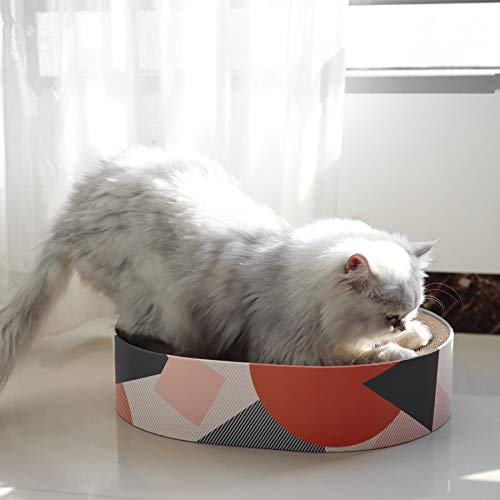 ComSaf Cat Scratcher Cardboard, Oval Corrugated Scratch Pad, Cat Scratching Lounge Bed, Durable Recycle Board for Furniture Protection, Cat Scratcher Bowl, Cat Kitty Training Toy…