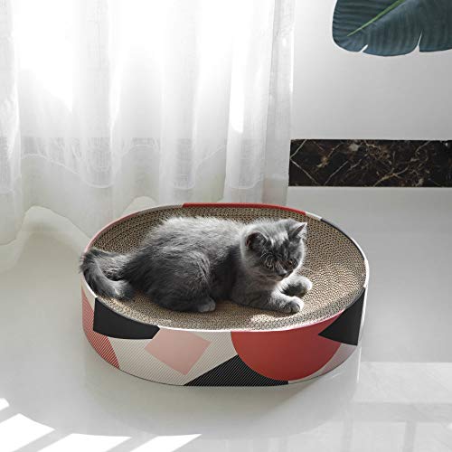 ComSaf Cat Scratcher Cardboard, Oval Corrugated Scratch Pad, Cat Scratching Lounge Bed, Durable Recycle Board for Furniture Protection, Cat Scratcher Bowl, Cat Kitty Training Toy…