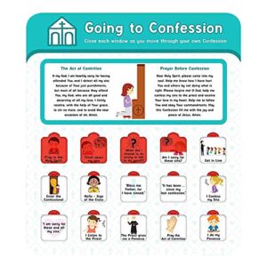 going to confession window chart learning activity for catholic kids, vacation bible school, christian sunday church, 8 x 9 inches