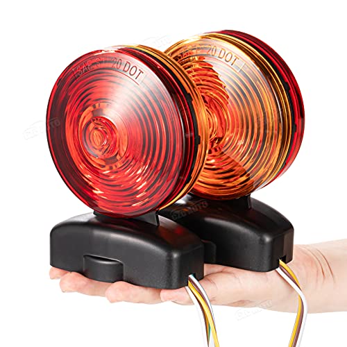 CZC AUTO 12V Magnetic Trailer Lights Two Sided Red & Amber Magnetic Tow Lights Kit 20' 55lb Magnetic Strength, Turn Brake Running Lights for Trailer RV Truck Car Bike Tow Dolly