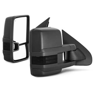 akkon - for 14-20 chevy silverado smoke extendable towing power heated function side mirrors left + right pair