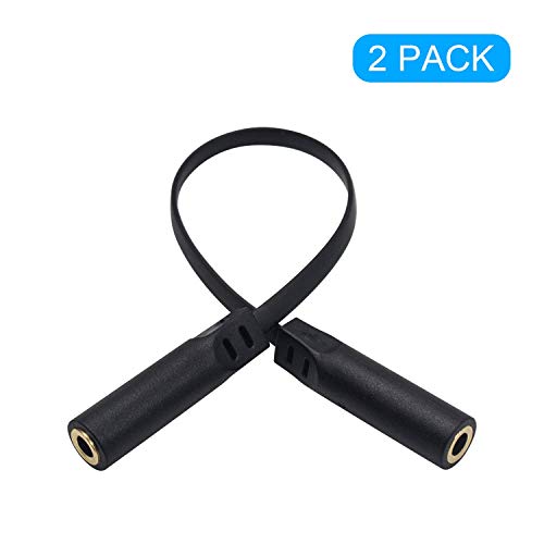 Poyiccot 1/8" 3.5mm Female to Female Adapter Cable 4 Pole TRRS Female Coupler AUX Extension Cable, 2Pack 3.5mm Aux Connector TRRS Adapter Stereo Audio Extension Cable ,7inch