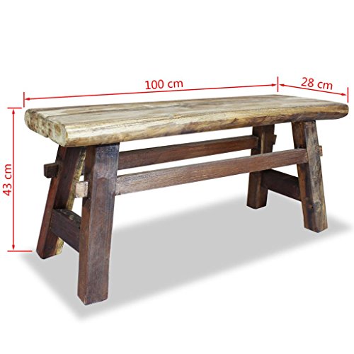 Festnight Rustic Bench Reclaimed Wood Seat Dining Table Bench Home Handmade Entryway Living Room Kitchen Furniture 39.4 x 11 x 16.9 Inches (W x D x H)