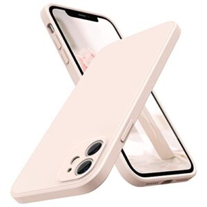 surphy square design for iphone 11 case with camera protection, straight edge slim design, liquid silicone phone case for iphone 11 6.1 inches, light pink