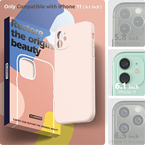 SURPHY Square Design for iPhone 11 Case with Camera Protection, Straight Edge Slim Design, Liquid Silicone Phone Case for iPhone 11 6.1 inches, Light Pink