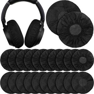 100 pieces headphone ear covers disposable earphone overs sanitary non-woven stretch earpad covers earcup covers fit for most on ear headphones (black,11 cm)