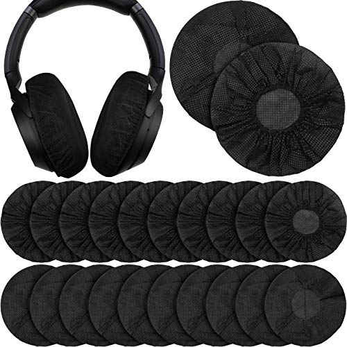 100 Pieces Headphone Ear Covers Disposable Earphone Overs Sanitary Non-Woven Stretch Earpad Covers Earcup Covers Fit for Most on Ear Headphones (Black,11 cm)