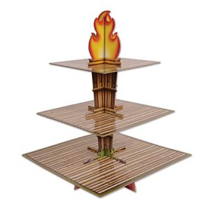 Beistle Tiki Torch Cupcake Stand Luau Theme Cake Holder Display Hawaiian Tropical Party Supplies 15.25" x 11.25"