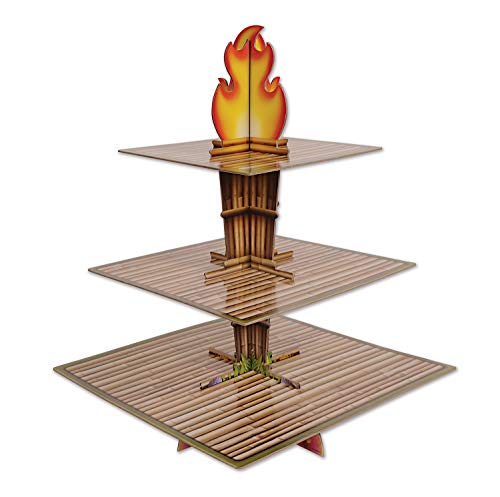 Beistle Tiki Torch Cupcake Stand Luau Theme Cake Holder Display Hawaiian Tropical Party Supplies 15.25" x 11.25"