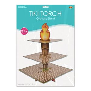 Beistle Tiki Torch Cupcake Stand Luau Theme Cake Holder Display Hawaiian Tropical Party Supplies 15.25" x 11.25"