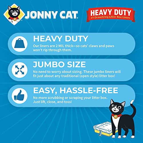 Jonny Cat Heavy Duty Jumbo Tear-Resistant Litter Box Liners, 15 Count