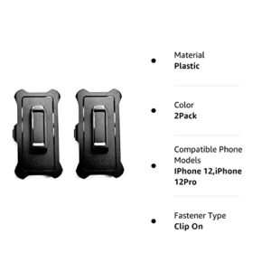 Replacement Belt Clip Holster for OtterBox Defender Series Case Apple iPhone 12, iPhone 12Pro - 6.1" (2Pack)