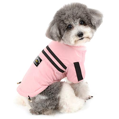 Zunea Dog Winter Coat Fleece Lined Warm Puppy Clothes Soft Sweatshirt Snowsuit Chihuahua Jacket Coat Cold Weather Thick Shirt Pet Apparel for Small Dogs Girl Boy Pink L