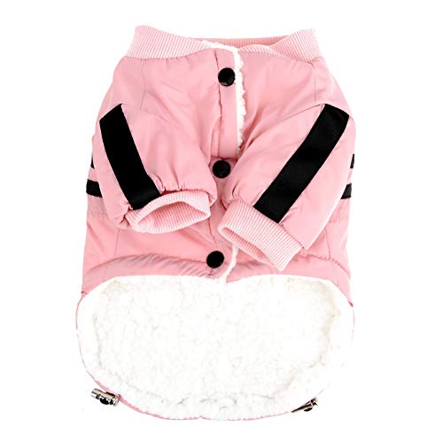 Zunea Dog Winter Coat Fleece Lined Warm Puppy Clothes Soft Sweatshirt Snowsuit Chihuahua Jacket Coat Cold Weather Thick Shirt Pet Apparel for Small Dogs Girl Boy Pink L