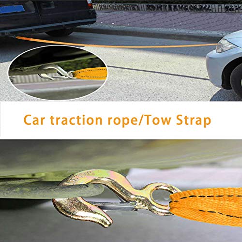 Winch Straps, Heavy Duty Towing Straps with Hook and Loop for Boat, Trainler, Wave Runner, Fishing Jet Ski, Trucks,Towing Replacement Recovery Securing Rope Marine - 2" x 20', Break Strength 10000lbs