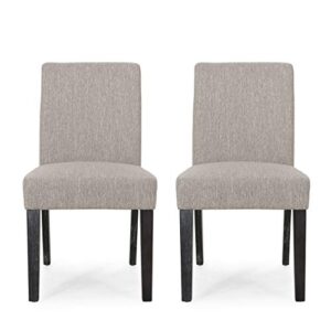 christopher knight home boling contemporary upholstered dining chair (set of 2), light grey + dark brown