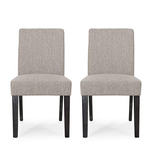 Christopher Knight Home Boling Contemporary Upholstered Dining Chair (Set of 2), Light Grey + Dark Brown