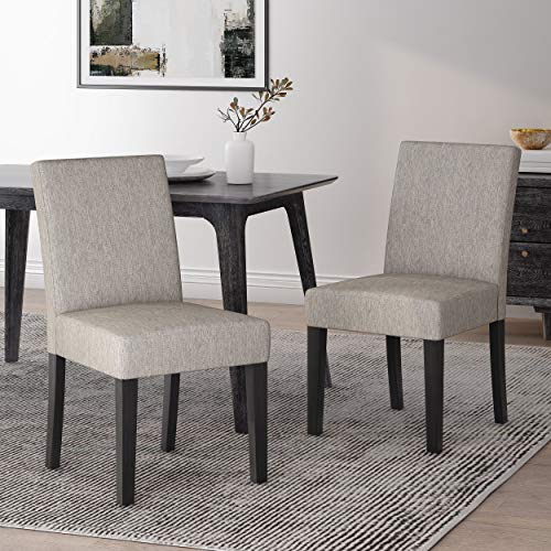 Christopher Knight Home Boling Contemporary Upholstered Dining Chair (Set of 2), Light Grey + Dark Brown