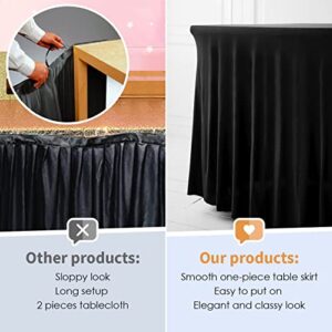 Your Magic Moment Spandex Table Skirts for Rectangle Tables 6ft and Fitted Table Cover 1 Piece, Wrinkle Resistant Tablecloth with Skirt, Spandex Table Cover and Black Table Skirt