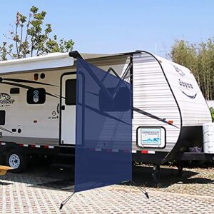 leaveshade RV Awning Side Sun Shade Screen (9'X7' Navy Blue Mesh) Camper Sunshade Complete Kits Motorhome Trailer UV Blocker - 3 Years Lasting