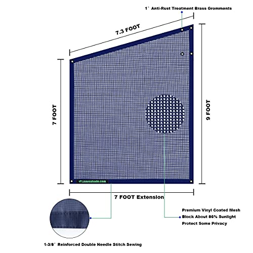 leaveshade RV Awning Side Sun Shade Screen (9'X7' Navy Blue Mesh) Camper Sunshade Complete Kits Motorhome Trailer UV Blocker - 3 Years Lasting