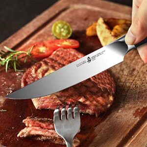 TUO Kitchen Steak Knife - 5 inch Straight Single Steak Knife - German HC Steel Dinner Table Knife - Full Tang Pakkwood Handle - Falcon Series with Gift Box