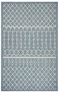 lr home ox bay sylvestra serene array indoor/outdoor area rug, blue/gray, 3' x 5'