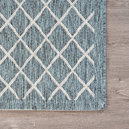 Lr Home Ox Bay Sylvestra Serene Array Indoor/Outdoor Area Rug, Blue/Gray, 3' x 5'