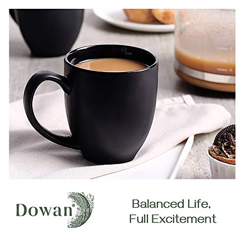 DOWAN Coffee Mug Set, 16 OZ Coffee Mug Set of 4, Coffee Mugs with Large Handles for Men, Women, Easy to Clean & Hold, for Morning Coffee, Birthday, Party, Matte Black