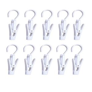 wenplus 10 pcs super strong plastic swivel hanging hooks home swivel laundry clips curtain clips clothes pins beach towel clips, 4.3inch, white