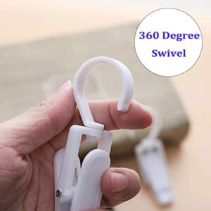 Wenplus 10 PCS Super Strong Plastic Swivel Hanging Hooks Home Swivel Laundry Clips Curtain Clips Clothes Pins Beach Towel Clips, 4.3inch, White