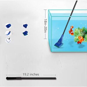 JZMYXA Aquarium Cleaning Tools Kit 5 in 1 Function for Long Deep Fish Tank, Including Algae Scrape, Cleaning Sponge, 3.9" Small Fishnet, Gravel Rake, Plant Fork