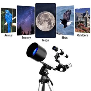 Telescopes for Adults, 70mm Aperture 400mm AZ Mount, Telescope for Kids Beginners, Fully Multi-Coated Optics, Astronomy Refractor Telescope Portable Telescope with Tripod, Phone Adapter, Backpack