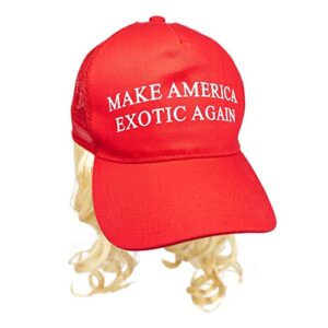 joe exotic costume make america exotic again blonde mullet hat and wig for men and women | one size fits most adjustable cap for tiger fans
