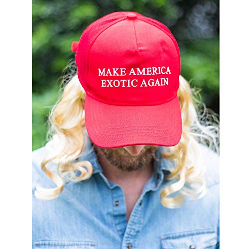 Joe Exotic Costume Make America Exotic Again Blonde Mullet Hat and Wig for Men and Women | One Size Fits Most Adjustable Cap for Tiger Fans