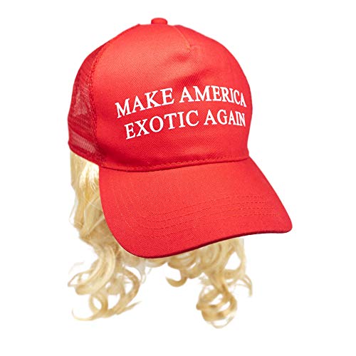 Joe Exotic Costume Make America Exotic Again Blonde Mullet Hat and Wig for Men and Women | One Size Fits Most Adjustable Cap for Tiger Fans