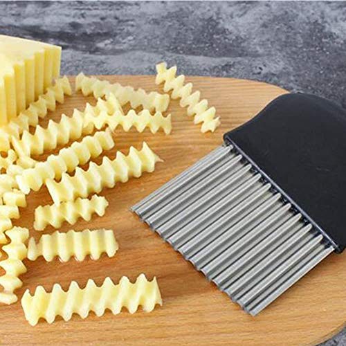 Upgrade Large Crinkle Cut Tool, Sturdy Slicing Helper Stainless Steel Crinkle Cutter, Fruit And Vegetable Wavy Chopper Tool, Safe Durable Potato Onion Cutter French Fry Cutter, Kitchen Tools