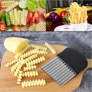 Upgrade Large Crinkle Cut Tool, Sturdy Slicing Helper Stainless Steel Crinkle Cutter, Fruit And Vegetable Wavy Chopper Tool, Safe Durable Potato Onion Cutter French Fry Cutter, Kitchen Tools