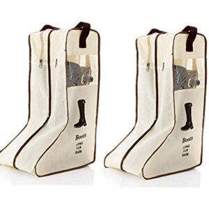 Portable 2 Pack Boots Storage,Tall Boots Storage/Protector Bag, Boots Cover (Beige)