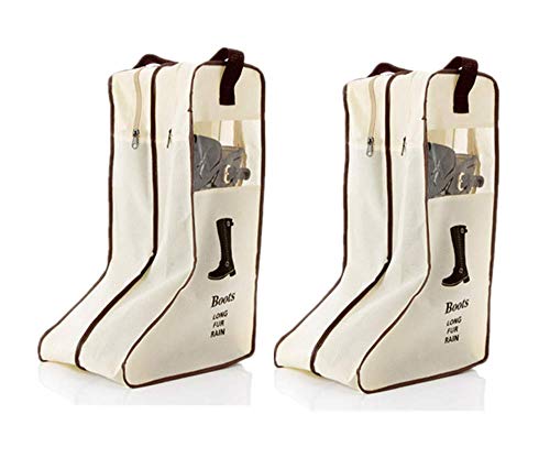 Portable 2 Pack Boots Storage,Tall Boots Storage/Protector Bag, Boots Cover (Beige)