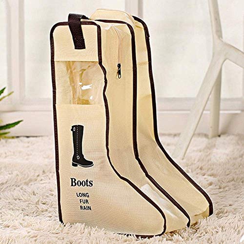 Portable 2 Pack Boots Storage,Tall Boots Storage/Protector Bag, Boots Cover (Beige)